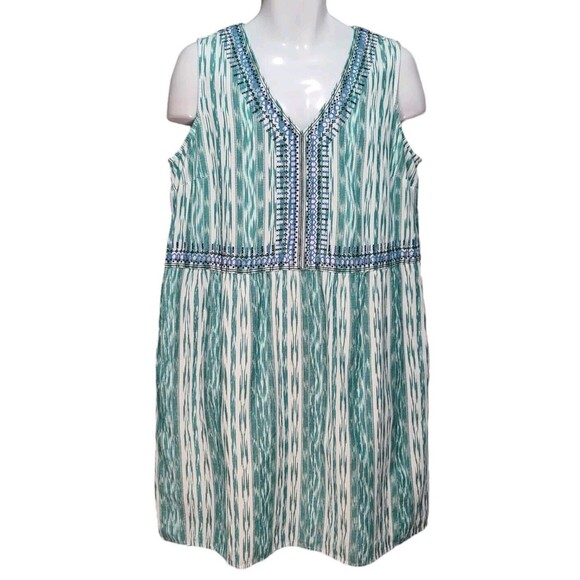 J. Jill Dresses & Skirts - J Jill Dress Women's L Green Sleeveless Cotton Embroidered Pocket Lined Shift